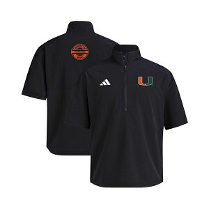 �A�f�B�_�X �����Y �W���P�b�g���u���]�� �A�E�^�[ Men's Black Miami Hurricanes 2024 Half-Zip Short Sleeve Training Jacket Black