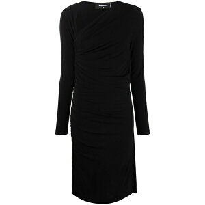 �f�B�[�X�N�G�A�[�h ���f�B�[�X �����s�[�X �g�b�v�X Asymmetric-neck ruched dress Black