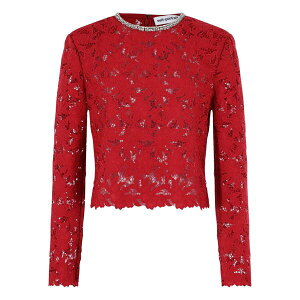�Z���t�E�|�[�g���C�g ���f�B�[�X �V���c �g�b�v�X Lace-embellished top Red