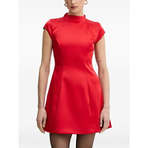 �o�[�h�b�g ���f�B�[�X �����s�[�X �g�b�v�X Delphi hourglass high neck a-line dress Red