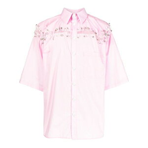 �i�^�[�V���W���R �����Y �V���c �g�b�v�X Box safety-pin detail shirt Pink