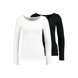 アンナ フィールド レディース Tシャツ トップス 2 PACK - Long sleeved top - black/white