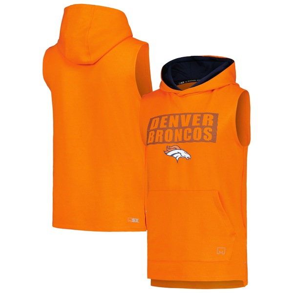エムエスエックスバイミカエルストラハン メンズ Tシャツ トップス Denver Broncos MSX by Michael Strahan Marathon Sleeveless Pullover Hoodie Orange