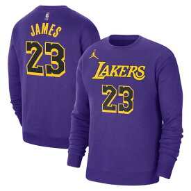 ジョーダン メンズ パーカー・スウェットシャツ アウター LeBron James Los Angeles Lakers Jordan Brand Statement Name & Number Pullover Sweatshirt Purple