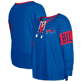 ニューエラ レディース Tシャツ トップス Buffalo Bills New Era Women's Plus Size LaceUp Notch Neck Long Sleeve TShirt Royal