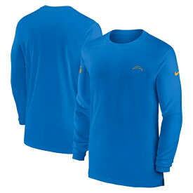 ナイキ メンズ Tシャツ トップス Los Angeles Chargers Nike Sideline Coach Performance Long Sleeve TShirt Powder Blue