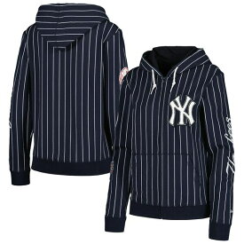 ニューエラ レディース パーカー・スウェットシャツ アウター New York Yankees New Era Women's Pinstripe TriBlend FullZip Jacket Navy