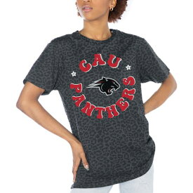 ゲームデイ レディース Tシャツ トップス Clark Atlanta University Panthers Gameday Couture Women's Victory Lap Leopard Standard Fit TShirt Charcoal