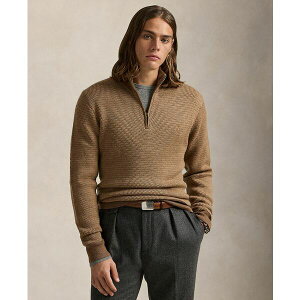 t[ Y jbg&Z[^[ AE^[ Men's Washable Wool Quarter-Zip Sweater Camel Combo