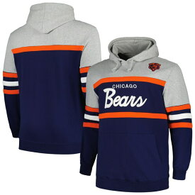 ミッチェル&ネス メンズ パーカー・スウェットシャツ アウター Chicago Bears Mitchell & Ness Big & Tall Head Coach Pullover Hoodie Heather Gray/Navy