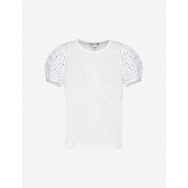 即納ホイッスルズ レディース Tシャツ トップス Broderie Anglaise-embellished cotton T-shirt WHITE