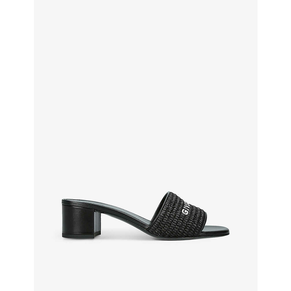 日本全国送料無料ジバンシー レディース サンダル シューズ 4G logo-print raffia heeled sandals BLK WHITE