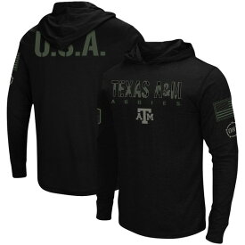 コロシアム メンズ Tシャツ トップス Texas A&M Aggies Colosseum OHT Military Appreciation Hoodie Long Sleeve TShirt Black
