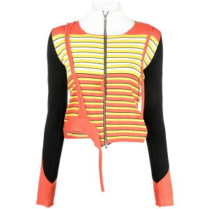 �I�b�g�����K�[ ���f�B�[�X �J�[�f�B�K�� �A�E�^�[ Asymmetric stripe-pattern cardigan Yellow