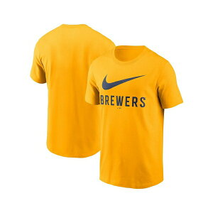 �i�C�L �����Y �V���c �g�b�v�X Men's Gold Milwaukee Brewers Swoosh T-Shirt Gold