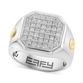 エフィー コレクション レディース リング アクセサリー EFFY Men's Diamond Cluster Ring (1-1/2 ct. t.w.) Ring in Sterling Silver & 14k Gold Silver