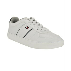 トミー ヒルフィガー メンズ スニーカー シューズ Men's Baffie Low Top Fashion Court Sneakers White, Navy