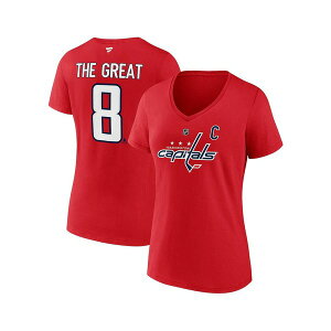 �t�@�i�e�B�N�X ���f�B�[�X T�V���c �g�b�v�X Women's Alexander Ovechkin Athletic Red Washington Capitals NHL All-Time Leading Goal Scorer The Great 8 Name Number V-Neck T-Shirt Athletic Red
