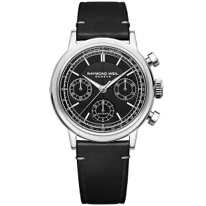 ChEFC Y rv ANZT[ Men's Swiss Automatic Chronograph Millesime Black Leather Strap Watch 40mm Black
