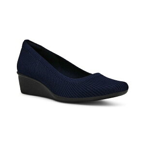 �A���N���C�� ���f�B�[�X �T���_�� �V���[�Y Women's Wisher Wedge Slip On Flats Navy Knit