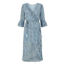 ユミキム レディース ワンピース トップス Blue Heart Spot Frill Wrap Dress