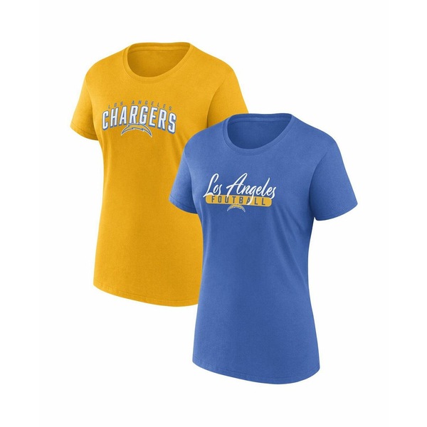 【500円引きクーポン】ファナティクス レディース Tシャツ トップス Women's Branded Powder Blue, Gold Los Angeles Chargers Fan T-shirt Combo Set Powder Blue, Gold