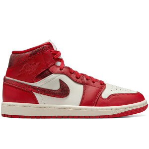 Jordan W[_ fB[X Xj[J[ yJordan 1 Mid SE Red Cracked Leather (Women's)z TCY US_9.5(26.5cm) Sail/Team Red/Varsity Red