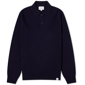 ノースプロジェクト メンズ ポロシャツ トップス Norse Projects Marco Lambswool Polo Blue