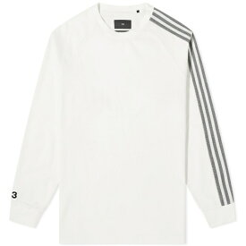 ワイスリー メンズ Tシャツ トップス Y-3 3 Stripe Long sleeve T-shirt White