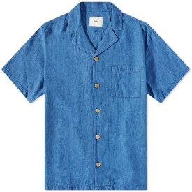 フォーク メンズ シャツ トップス Folk Indigo Waffle Vacation Shirt Blue