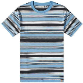 カーハート メンズ Tシャツ トップス Carhartt WIP Lafferty Stripe T-Shirt Blue