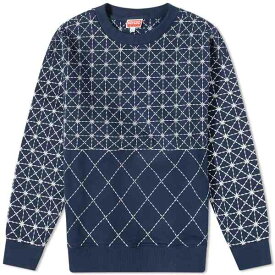 ケンゾー メンズ パーカー・スウェットシャツ アウター Kenzo Sashiko Stich Oversized Crew Sweat Blue