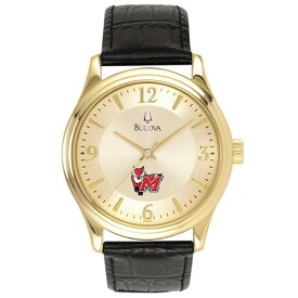 ブロバ メンズ 腕時計 アクセサリー Marist Red Foxes Bulova Stainless Steel Watch with Leather Band Gold