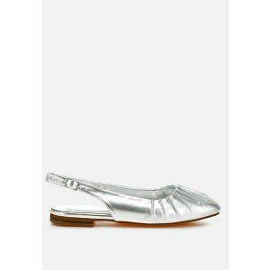 ���O �A���h �R�[ ���f�B�[�X �T���_�� �V���[�Y Berni Metallic Square Toe Flat Slingbacks Silver