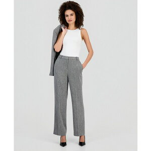 �A���N���C�� ���f�B�[�X �J�W���A���p���c �{�g���X Petite Herringbone Mid-Rise Wide-Leg Pants Anne Black/White