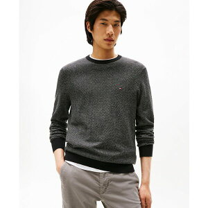 g~[ qtBK[ Y jbg&Z[^[ AE^[ Men's Pima Cotton Cashmere Herringbone Crewneck Sweater Black /Medium Gray Heather