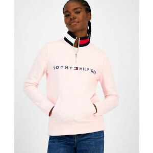 g~[ qtBK[ fB[X p[J[EXEFbgVc AE^[ Women's Quarter Zip Embroidered Logo Sweatshirt Ballerina Pink