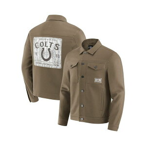 t@ieBNX Y WPbgu] AE^[ Men's Tan Indianapolis Colts Trucker Full-Button Jacket Tan