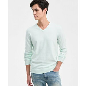 �A���t�@�j �����Y �j�b�g&�Z�[�^�[ �A�E�^�[ Men's Solid V-Neck Cotton Sweater, Created for Macy's Buttermint