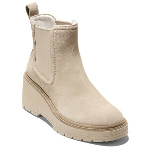 R[n[ fB[X u[c V[Y Women's ZERGRAND Cityquest Waterproof Wedge Boots Light Sesame Suede