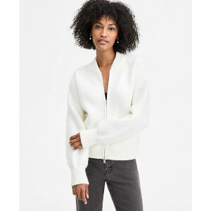 I T[eBtH[X fB[X jbg&Z[^[ AE^[ Women's Sweater-Knit Bomber Jacket, Macy's Exclusive Winter Ivory