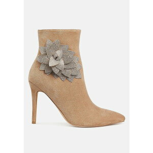 �������h�����O ���f�B�[�X �u�[�c �V���[�Y Womens Yarrow Rhinestones Petal Detail Boots Light beige