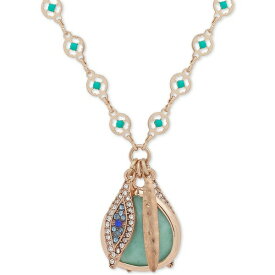 ロンナアンドリリー レディース ネックレス・チョーカー・ペンダントトップ アクセサリー Gold-Tone Stone & Evil Eye Charm Pendant Necklace, 32" + 3" extender Blue Green