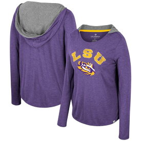 コロシアム レディース Tシャツ トップス LSU Tigers Colosseum Women's Distressed Heather Long Sleeve Hoodie TShirt Purple