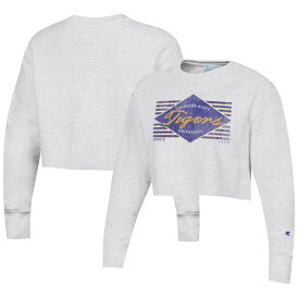 チャンピオン レディース パーカー・スウェットシャツ アウター LSU Tigers Champion Women's Reverse Weave?Cropped Pullover Sweatshirt Heather Gray