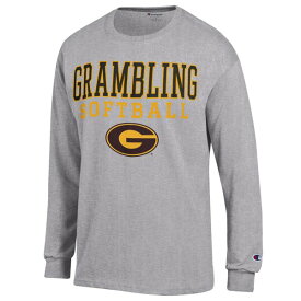チャンピオン メンズ Tシャツ トップス Grambling Tigers Champion Stack Logo Softball Powerblend Long Sleeve TShirt Gray