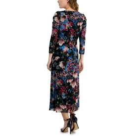 アンクライン レディース ワンピース トップス Women's Floral-Print Ruched Midi Dress Black/Amaranth Multi