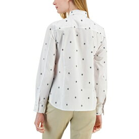 トミー ヒルフィガー レディース カットソー トップス Women's Cotton Monogram-Logo Tabbed Shirt White