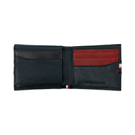 トミー ヒルフィガー メンズ 財布 アクセサリー Men's Denim Stripe Overlay Leather RFID Passcase Wallet Navy