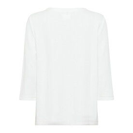 オルセン レディース Tシャツ トップス Women's Cotton Blend 3/4 Sleeve Maxi Embellished Placement Print T-Shirt White